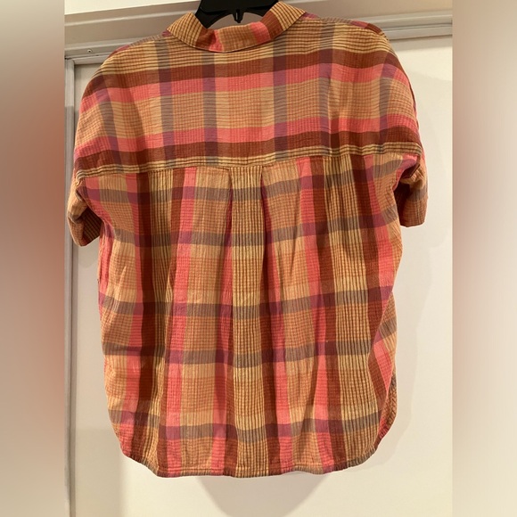 Madewell Daily Shirt in Neon Madras Plaid, pink/yellow/orange, sz X-small, EUC - Picture 5 of 6